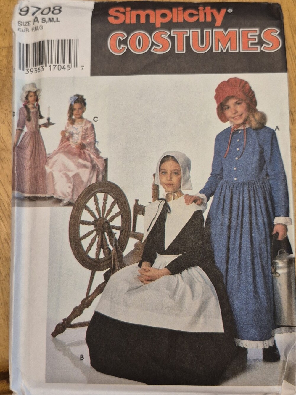 Simplicity 9708 Kids Colonial Costume Sewing Pattern UNCUT Pioneer Apron Pilgrim
